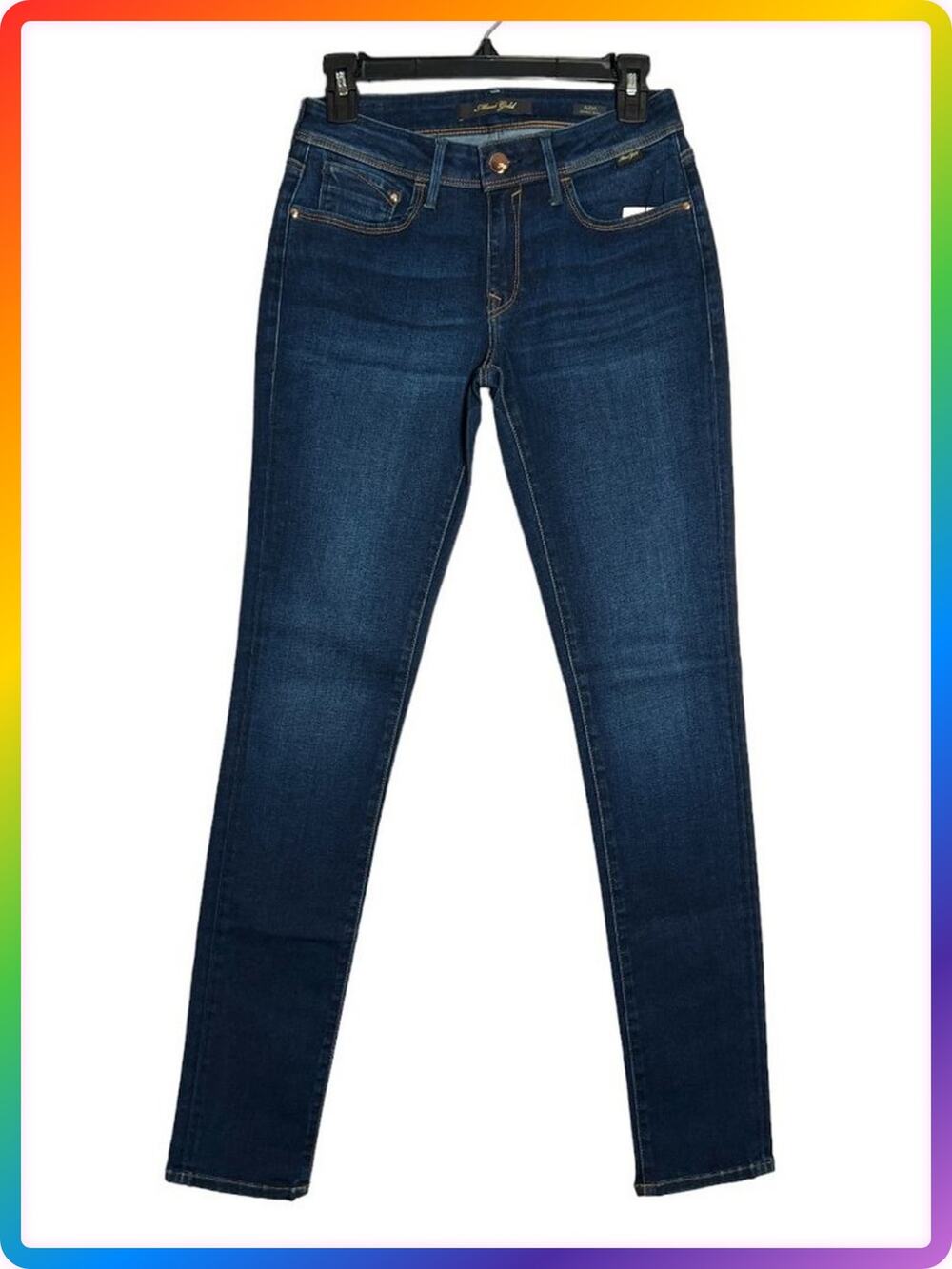 Mavi Gold Alexa Mid Rise Skinny Jeans SIZE 27x32 Dark Wash Contoured Denim